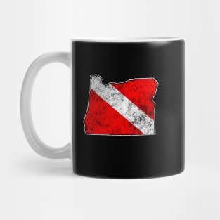 Oregon Dive Flag Scuba Diving State Map Dive Flag Distressed Mug